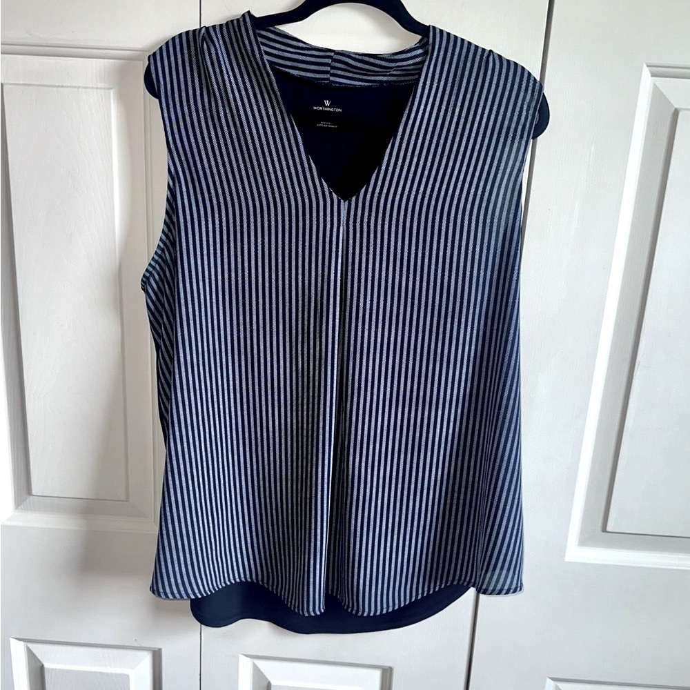 Women's Black Striped Sleeveless Top from Worthington - XL